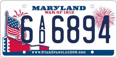 MD license plate 6AD6894