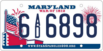 MD license plate 6AD6898