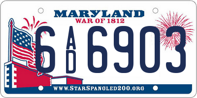 MD license plate 6AD6903
