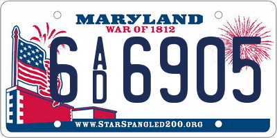 MD license plate 6AD6905