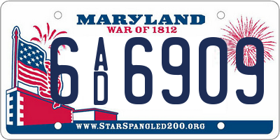 MD license plate 6AD6909
