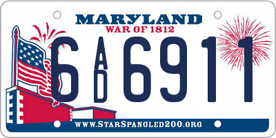 MD license plate 6AD6911