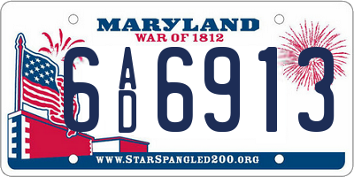MD license plate 6AD6913