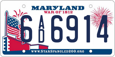 MD license plate 6AD6914