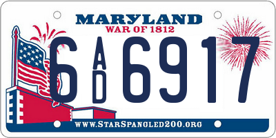 MD license plate 6AD6917