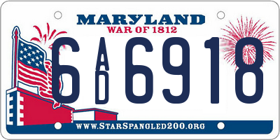 MD license plate 6AD6918
