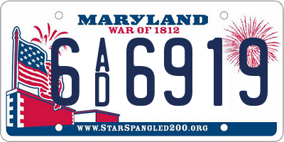 MD license plate 6AD6919