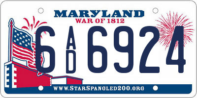 MD license plate 6AD6924