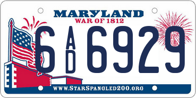 MD license plate 6AD6929