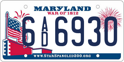 MD license plate 6AD6930