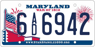 MD license plate 6AD6942