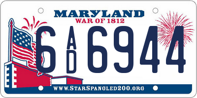 MD license plate 6AD6944