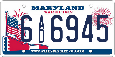 MD license plate 6AD6945