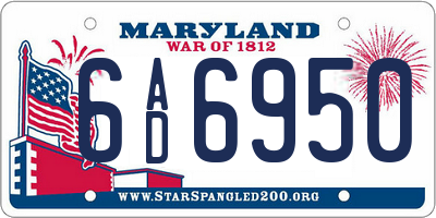 MD license plate 6AD6950