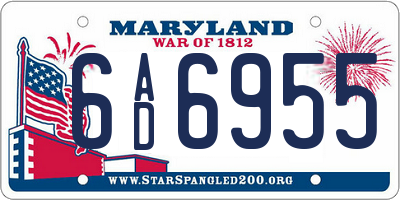 MD license plate 6AD6955