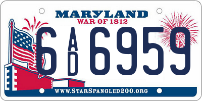 MD license plate 6AD6959