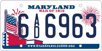 MD license plate 6AD6963