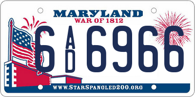 MD license plate 6AD6966