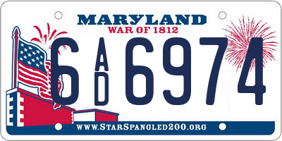 MD license plate 6AD6974