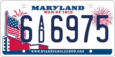 MD license plate 6AD6975