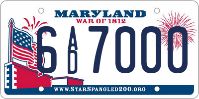 MD license plate 6AD7000