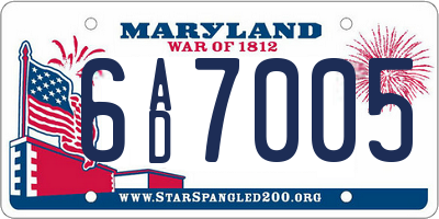 MD license plate 6AD7005