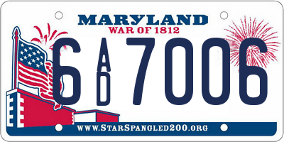 MD license plate 6AD7006
