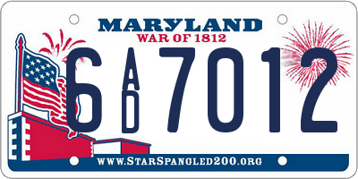 MD license plate 6AD7012