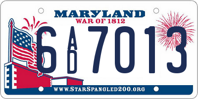 MD license plate 6AD7013