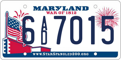 MD license plate 6AD7015