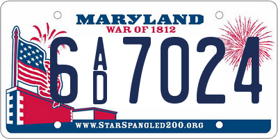 MD license plate 6AD7024