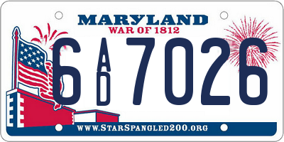 MD license plate 6AD7026