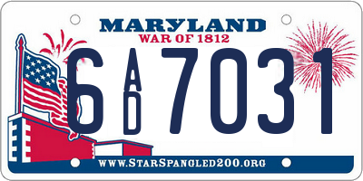 MD license plate 6AD7031