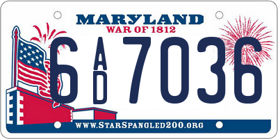 MD license plate 6AD7036