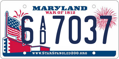 MD license plate 6AD7037