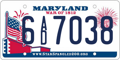 MD license plate 6AD7038