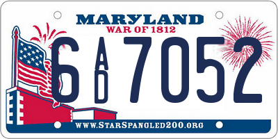 MD license plate 6AD7052