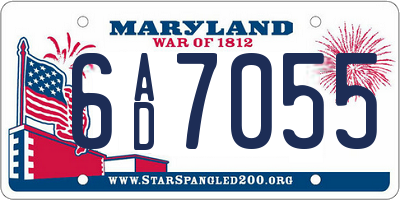 MD license plate 6AD7055