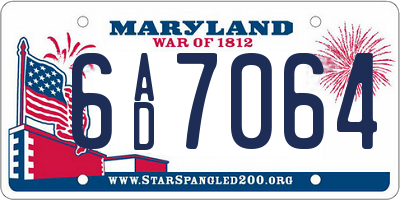 MD license plate 6AD7064
