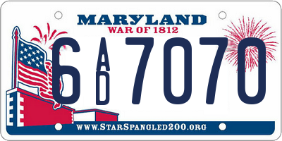 MD license plate 6AD7070
