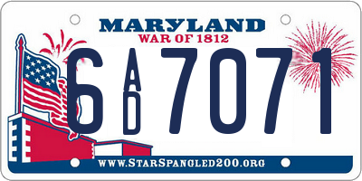 MD license plate 6AD7071