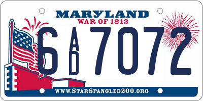 MD license plate 6AD7072