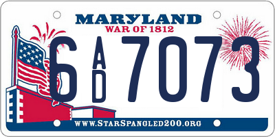 MD license plate 6AD7073