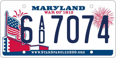 MD license plate 6AD7074