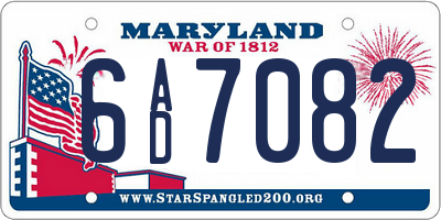 MD license plate 6AD7082