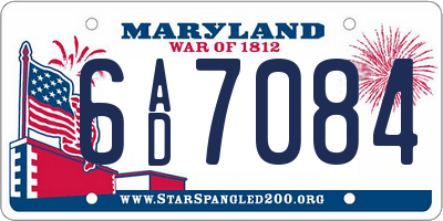 MD license plate 6AD7084