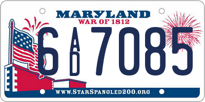 MD license plate 6AD7085