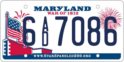MD license plate 6AD7086