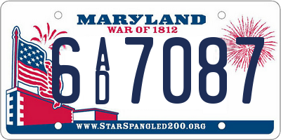 MD license plate 6AD7087