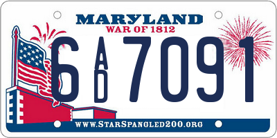 MD license plate 6AD7091